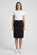 Black Stretch Midi Demin Skirt - Womens