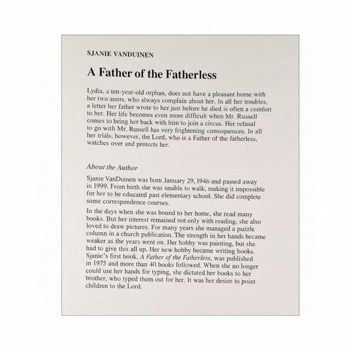 A Father of the Fatherless - S. van Duinen