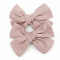 Textured Mauve -Pigtail Bow Clip Set