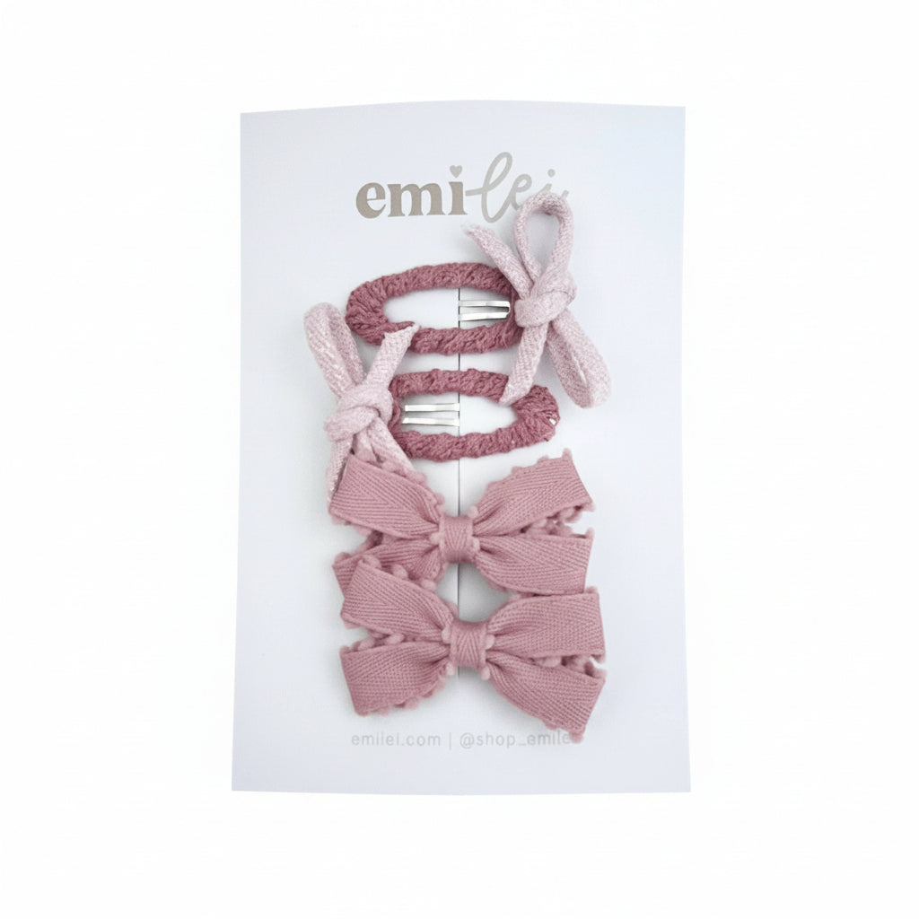 Piggy / Pigtail Clip Set of 6 - Mauve