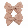 Rose Mauve - Pigtail Bow Clip Set