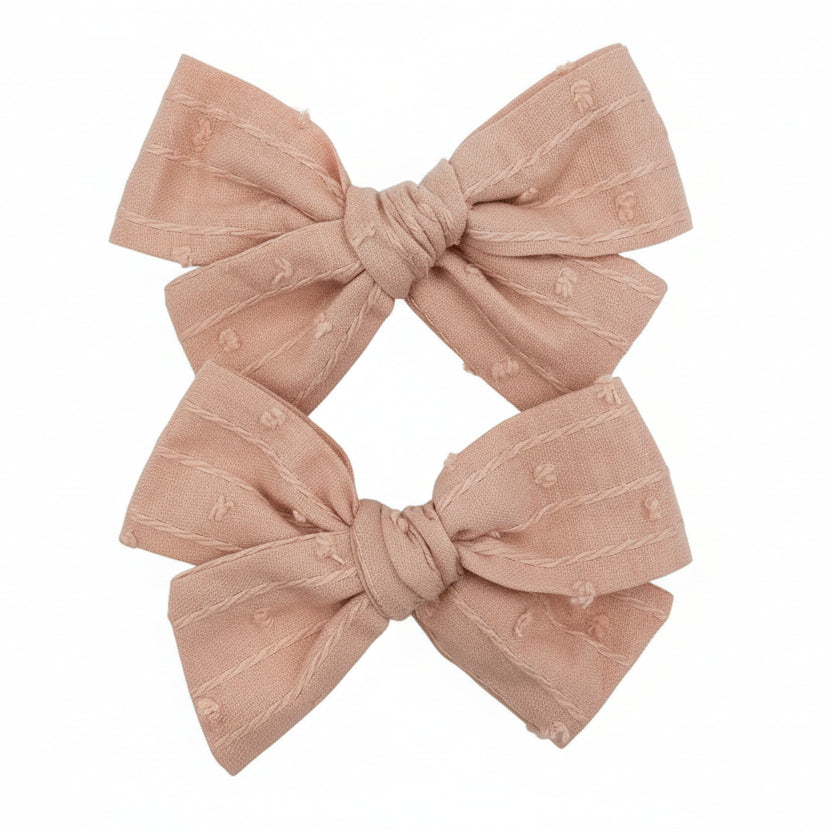 Rose Mauve - Pigtail Bow Clip Set