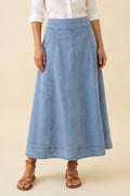 Bleached Denim Maxi Skirt