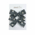 Pigtail Bow Clips -Blue Wildflower
