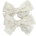 Linen Lace - Pigtail Bow Clip Set