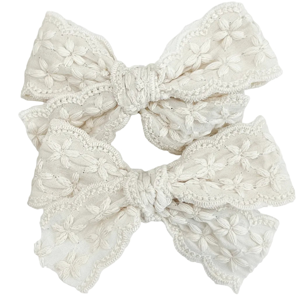 Linen Lace - Pigtail Bow Clip Set