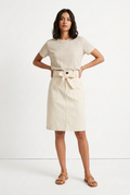 Cream Pocket High Waist Knee Length Skirt - Womens