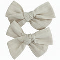 Smokey White -Pigtail Bow Clip Set