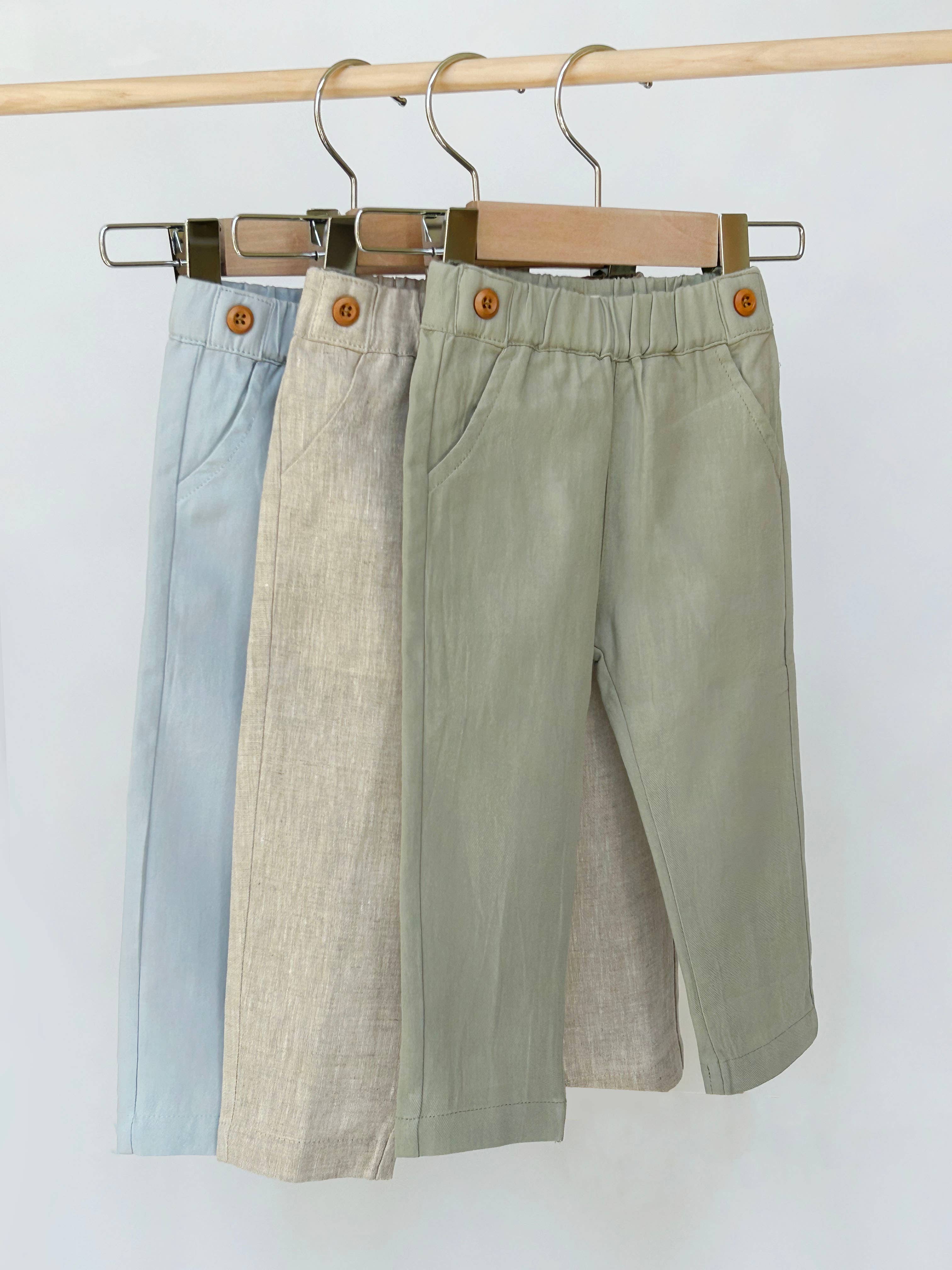 Boys Linen Dress Pants with suspenders