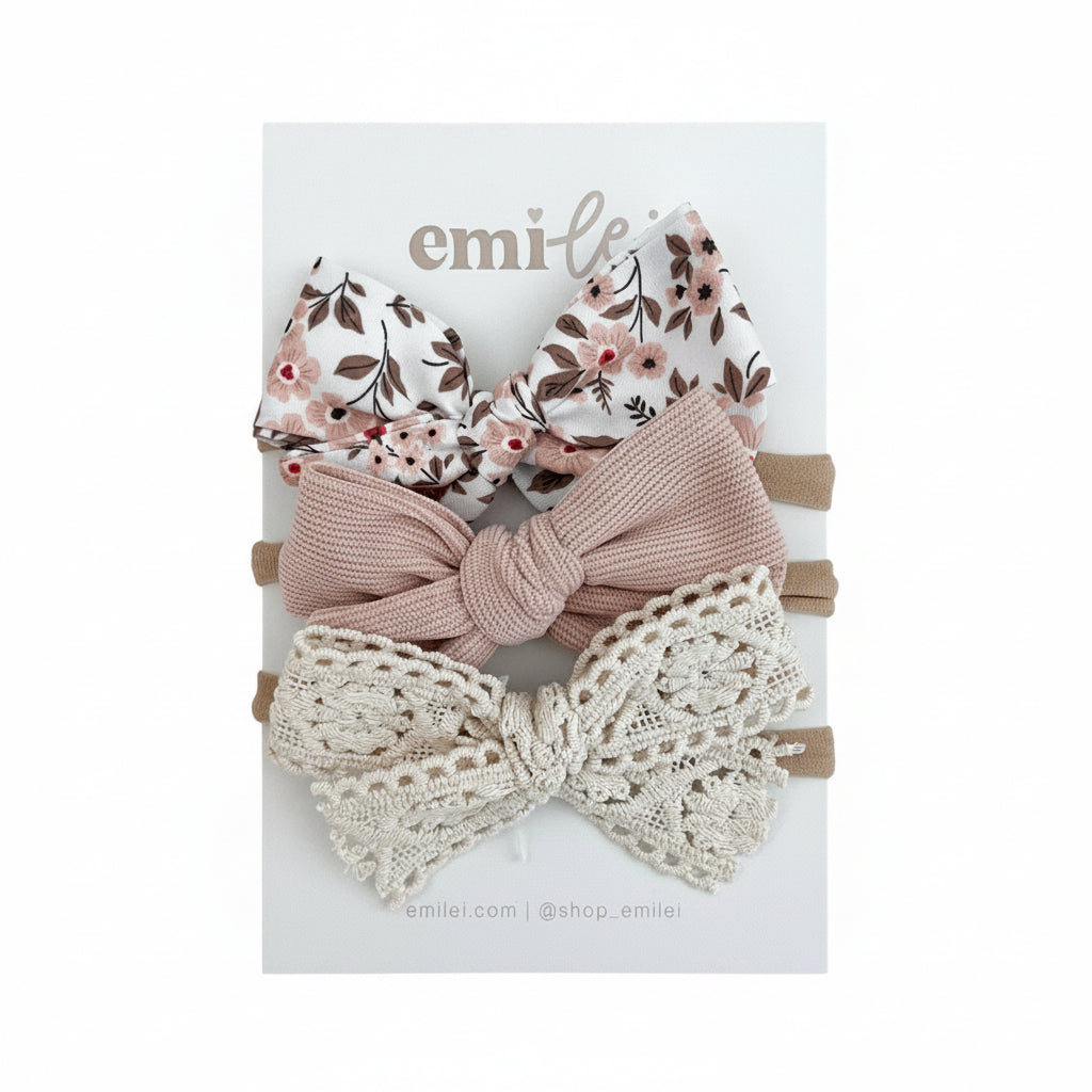 Nylon Stretchy Bow Headband Set (3)