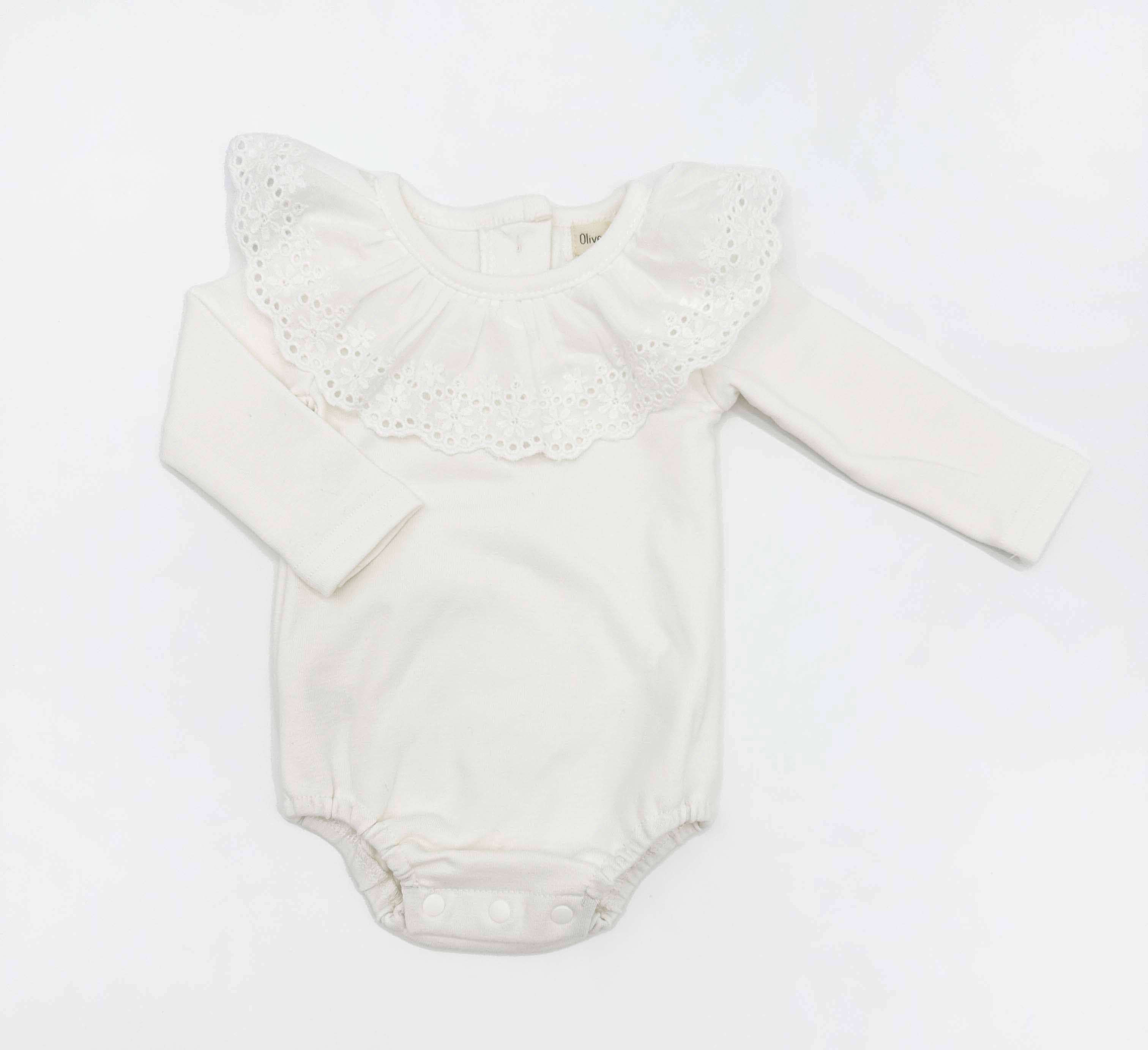 Ruffle Collar White Bodysuit One piece