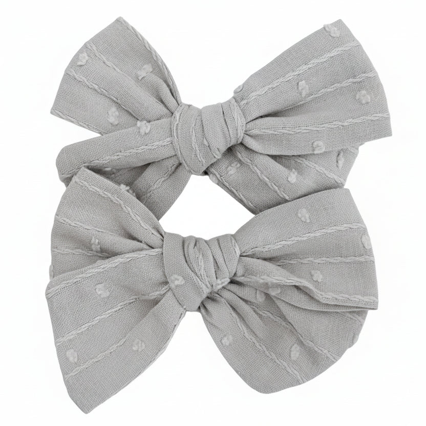 Dusty Blue - Pigtail Bow Clip Set